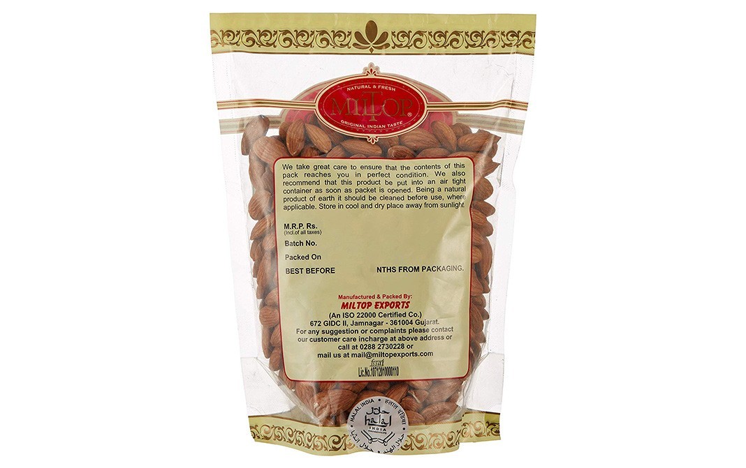 Miltop California Almonds    Pack  500 grams